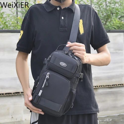 Imagen 2 del producto Bolso de hombro multifunción a la moda para hombre, bandoleras cruzadas para correr al aire libre, tendencia de viaje para hombre, bolso deportivo de pecho de alta capacidad