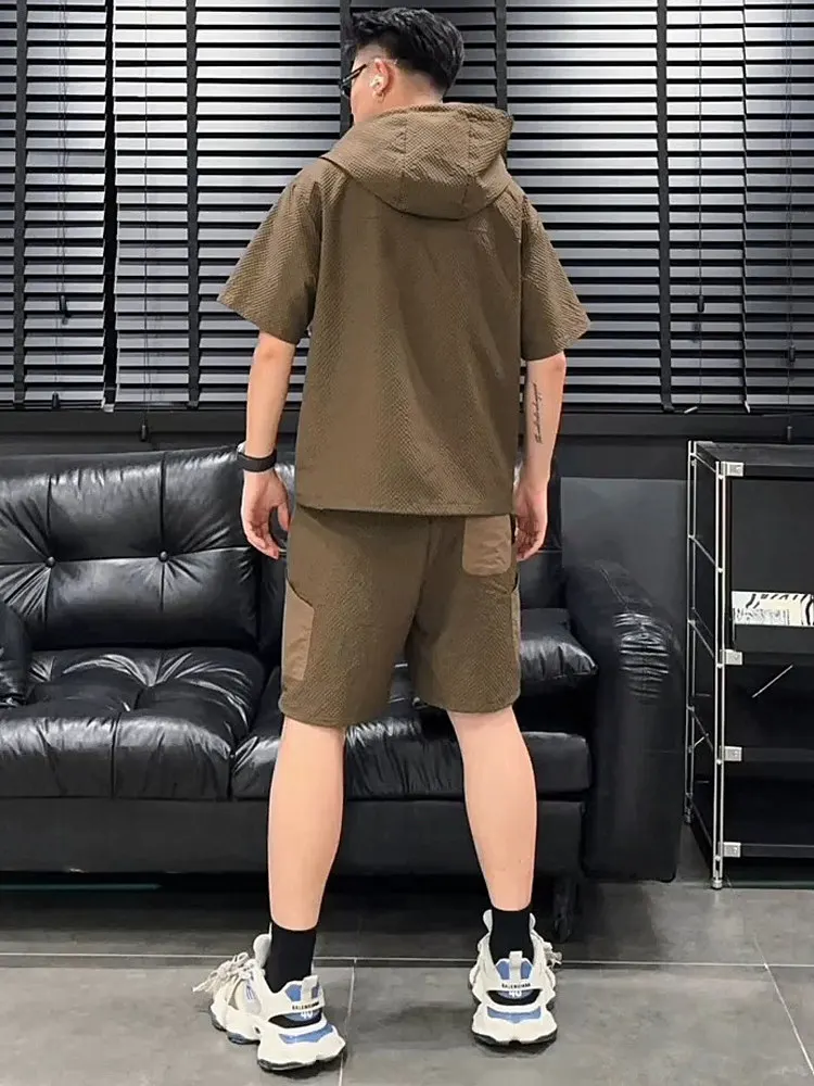

Summer New Bubble Cloth Qui Dry Sport Set Men Casual Hoodie ort Sve orts Two Piece Suit Polyester Fabric Youth Wear