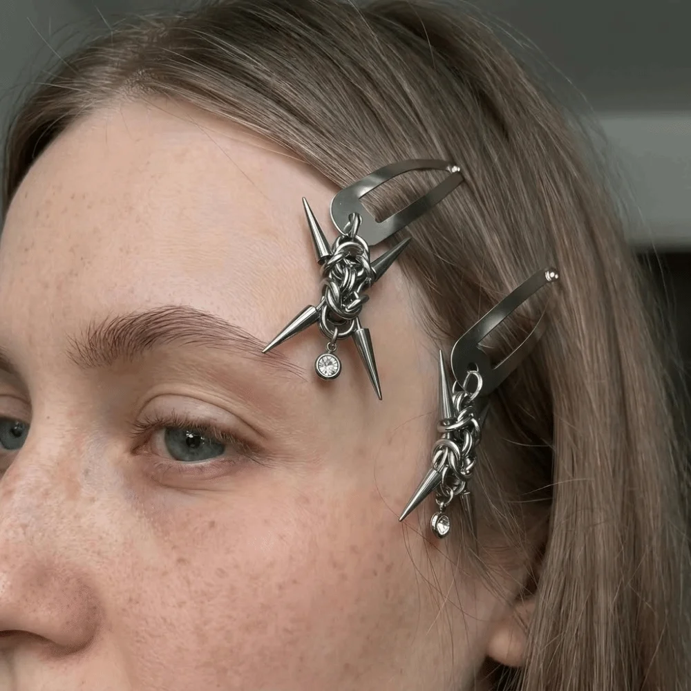 NEW Stainless Steel Punk Hair Clips Original Punk Heavy Industry Rivet Hair Clips Y2K Goth Hair Clips Women Girl