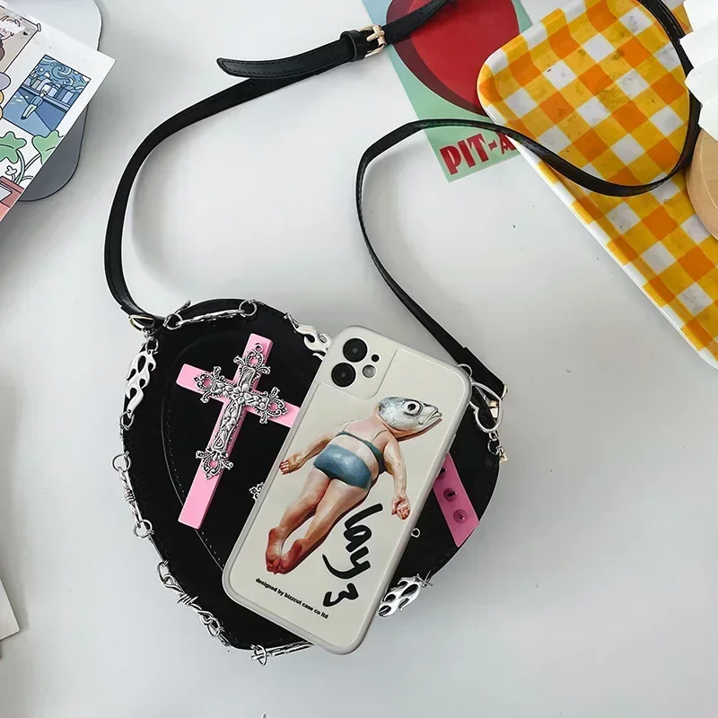 Popularna, modna torebka damska typu Crossbody z łańcuchem Punk PU 2024 nowa modna damska torba na ramię torebka o dużej pojemności