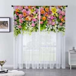 3D Flower Wall Curtains For Living Room Transparent Tulle Sheer Curtain Curtains Window Sheer For The Bedroom Accessories Decor