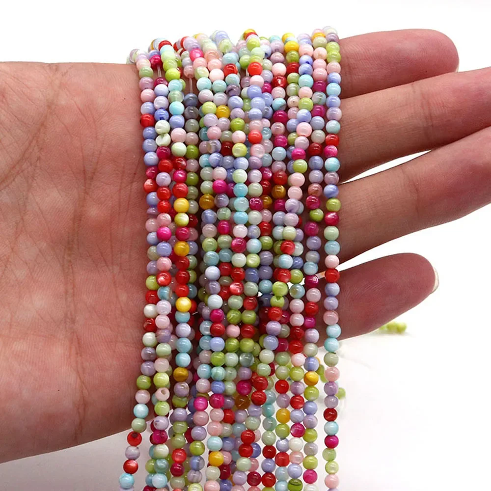 Wholesale Natural Shell Dyed Beads Round Shape Mother of Pearl Loose Isolation Beads for Jewelry Making DIY Bracelet Necklace