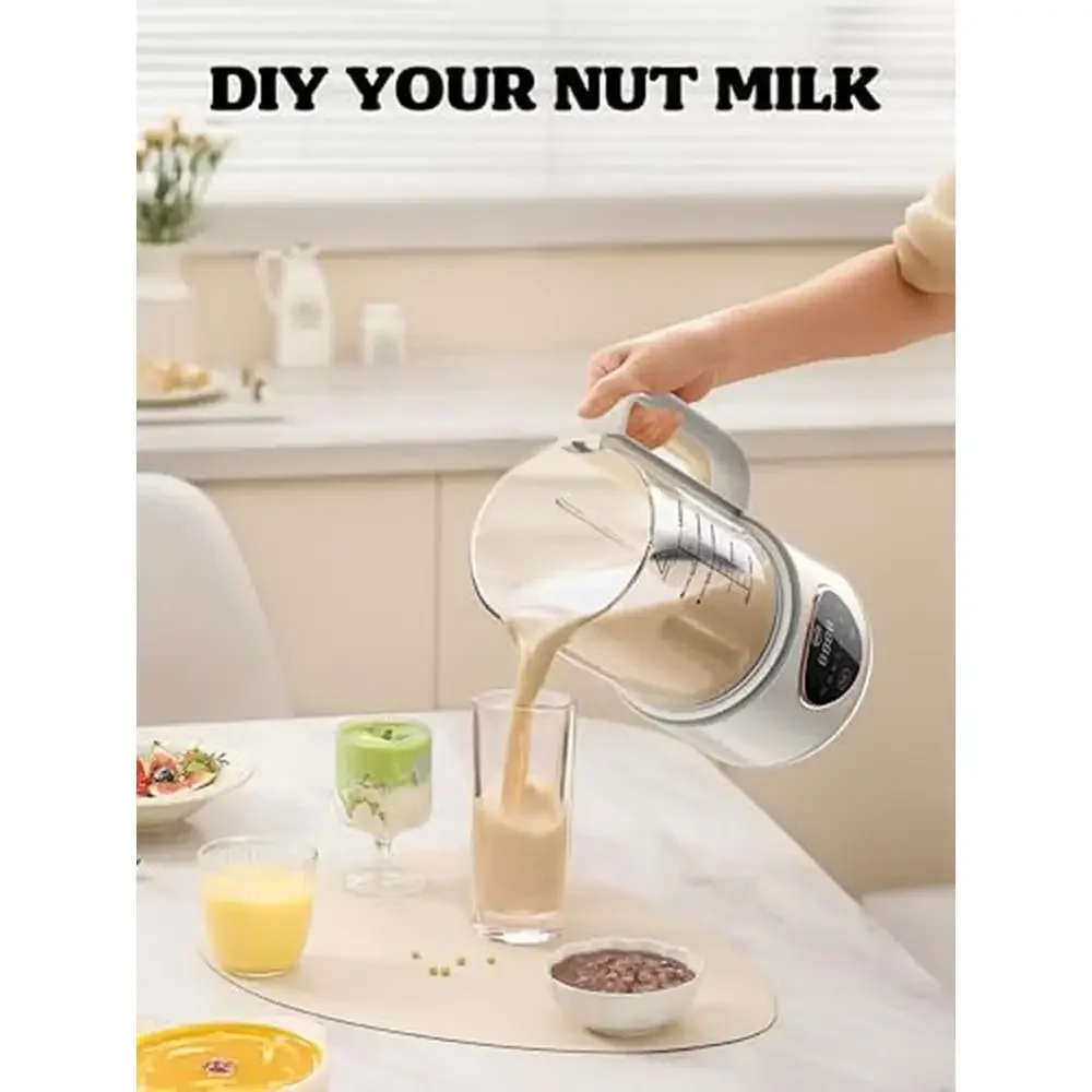 Nussmilchbereiter, 45 Unzen, 10-in-1, pflanzliche Mandel, Sojakerfer, Kokosnuss, multifunktionaler Haushaltsgerät-Timer, automatische Abschaltung, leicht zu reinigen