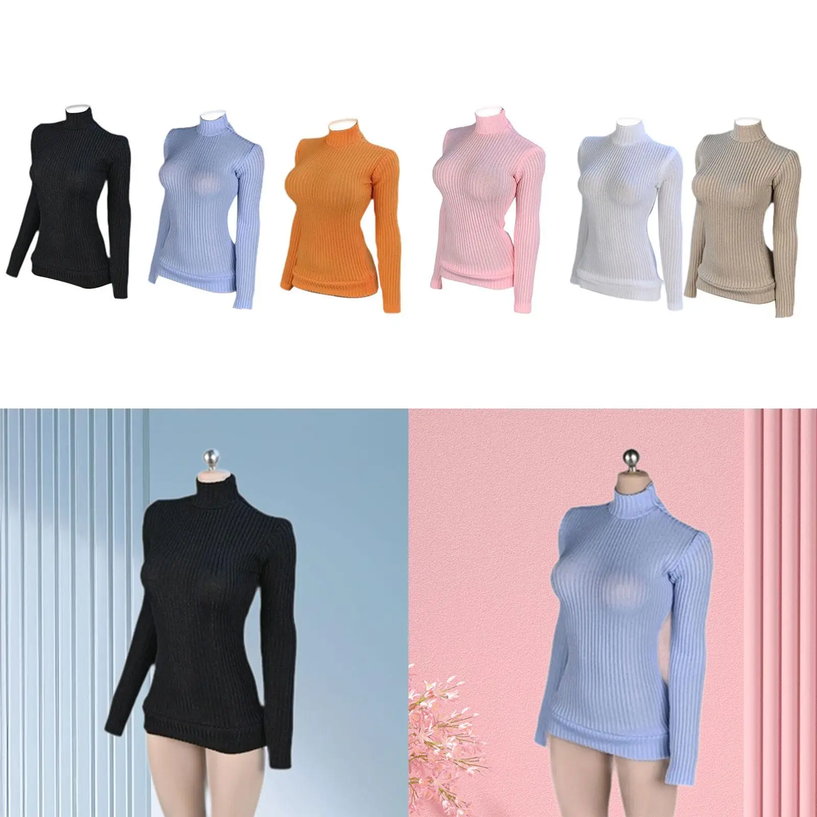 

Рубашка с длинными рукавами в масштабе 1/6, эластичный топ для 12-дюймовой женской куклы, тело куклы BJD