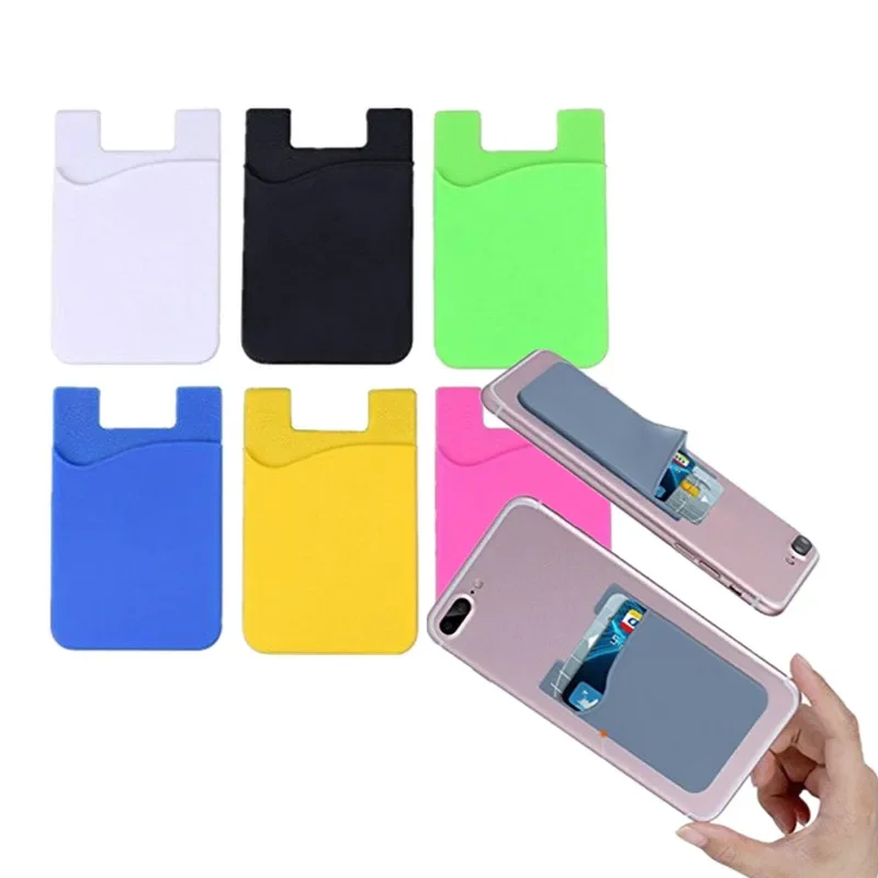 Multi-function Silicone Card Holder Mobile Back Self-adhesive Cards Protecting Cover Pocket Bus Pass ID Business Card Bag Holder