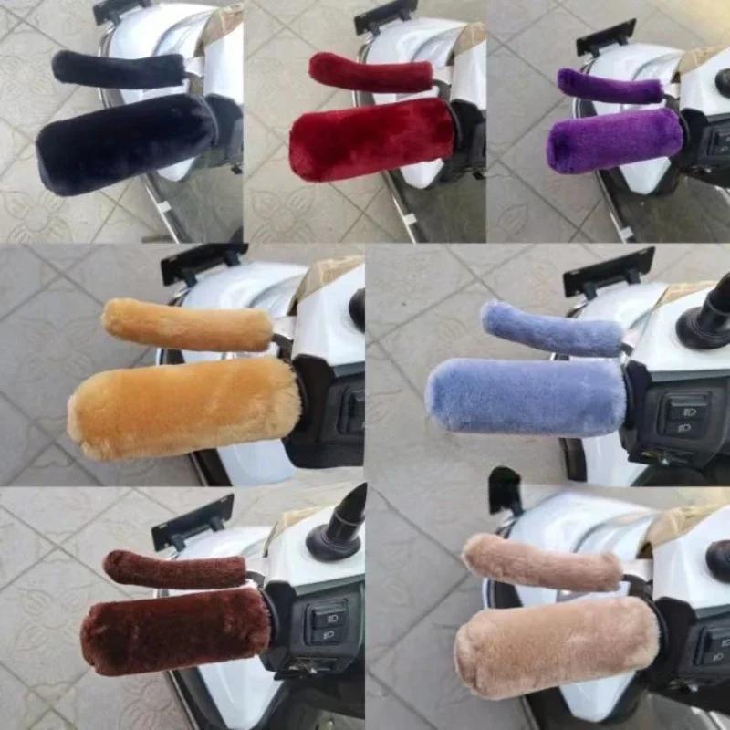 Simulated Plush Grip Glove Motorcycle Handle Cover for Winter Thick Warm Handle Gloves Covers Universal Scooters Hand Warmer