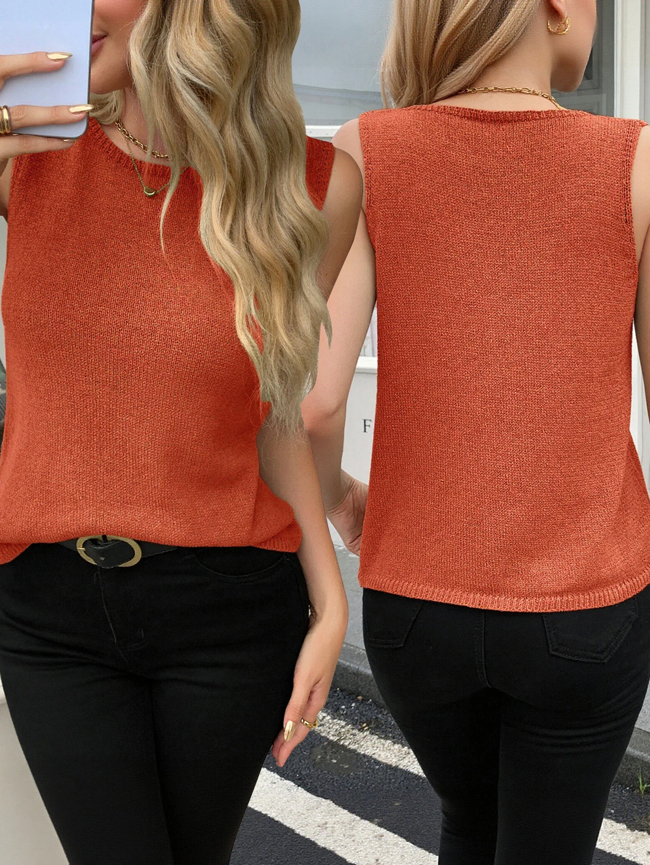Commuting 2026 New Women's Summer Loose Round Neck Sleeveless Breathable Knitted Vest Casual Inner Sweater Top for Ladies