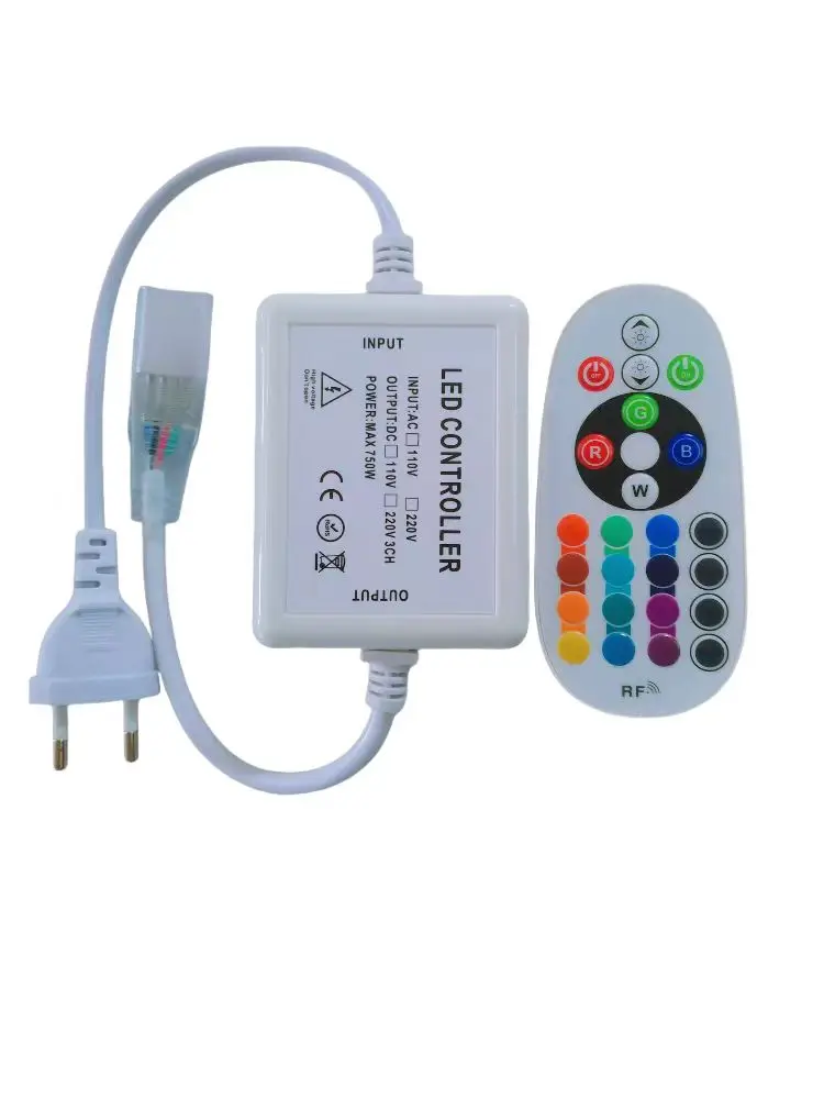 220V/110V 24-key remote LED Controller with 4-Pin conect suit for various high voltage RGB led strips and the neon lights strip