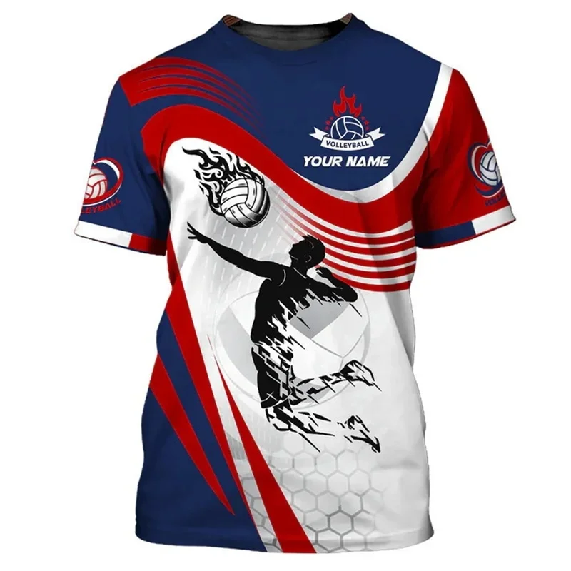 بارد الكرة الطائرة نمط تي شيرت الرجال مخصص 3D المطبوعة تي شيرت الصيف أزياء جولة الرقبة الشارع المتضخم قصيرة الأكمام تيز