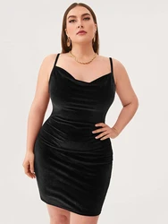 AOMEI Plus Size 3XL Women's 2024 New Elegant Bodycon Bag Hip Strap Off Shoulder Velvet Dress Party Wedding Mini Dresses