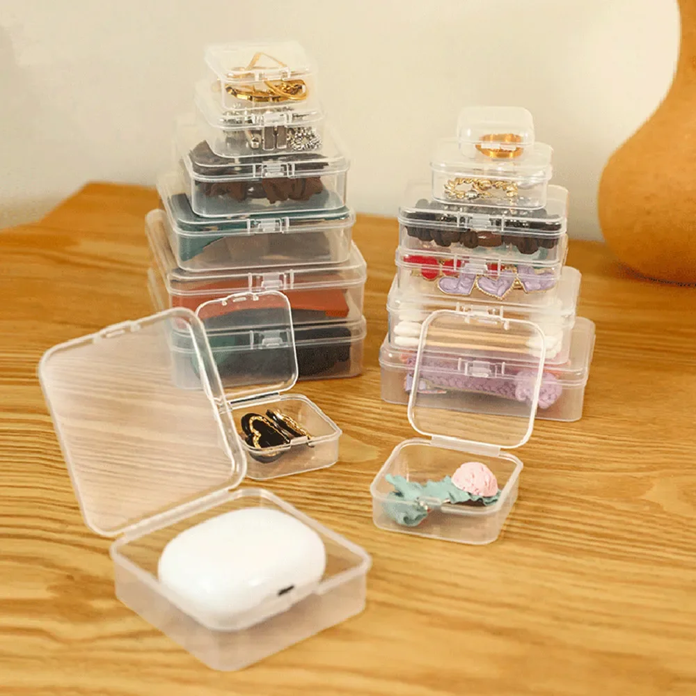 20Pcs Mini Clear Plastic Storage Box Jewelry Ornament Office Case Transparent Organizer Multifunctional Portable Package Boxes