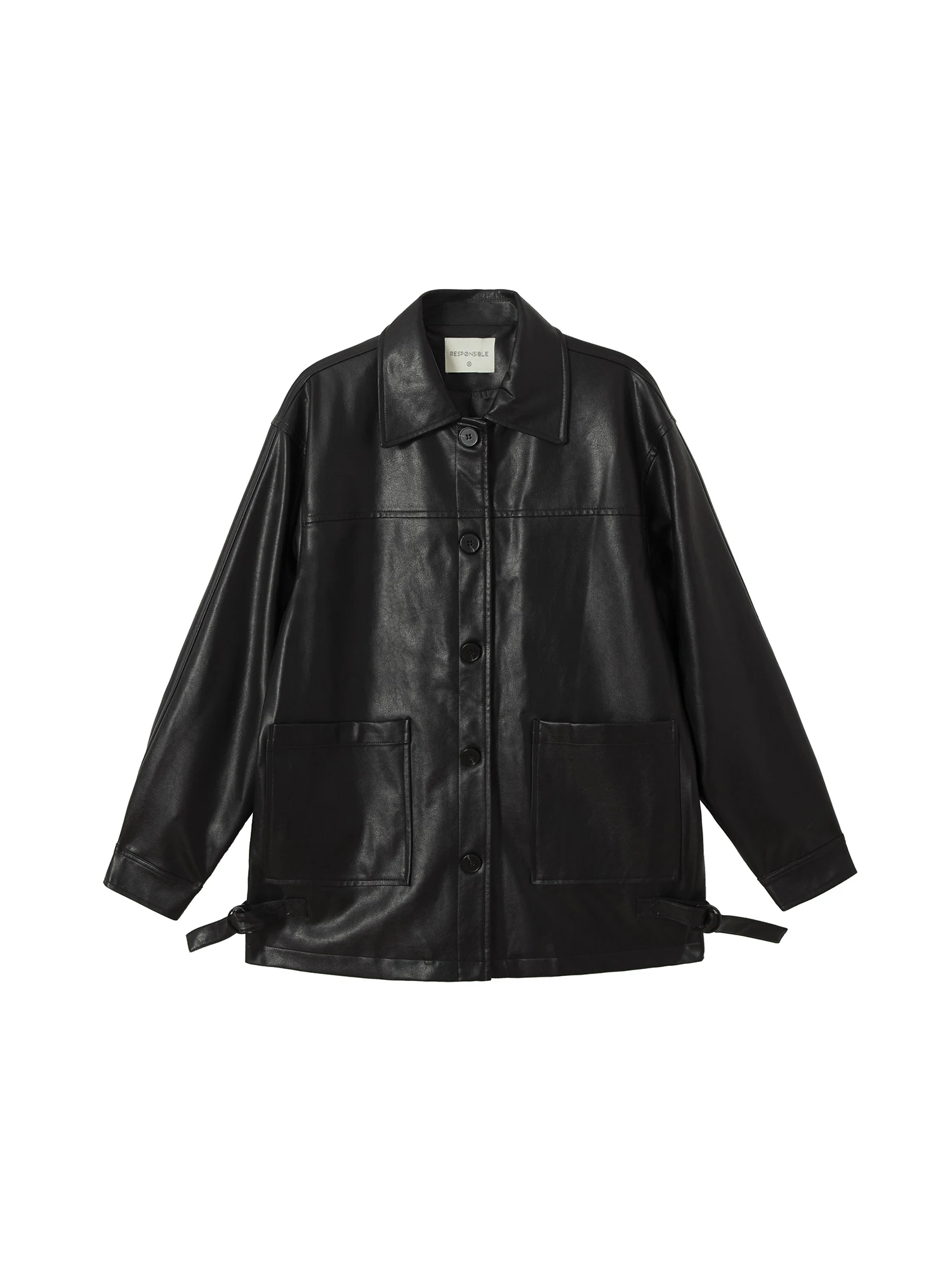 Retro high-end bla lederen jaet damesjas middellange turn-down kraag windjack bovenkleding van het merk RPB