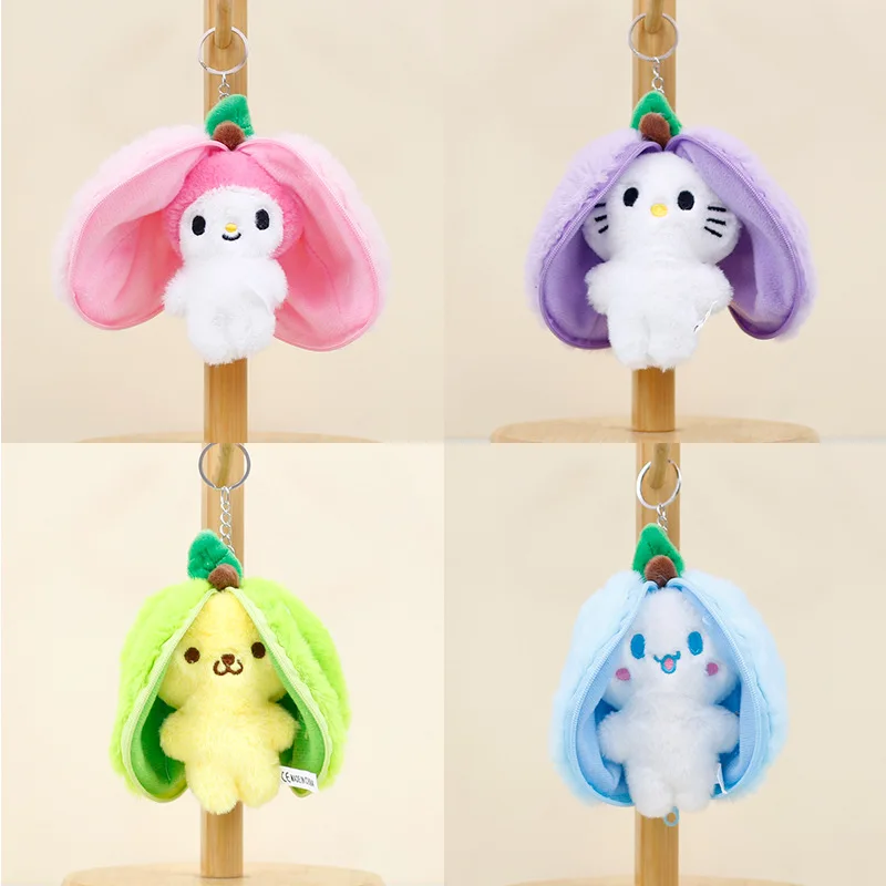

Sanrio Hello Kitty Fruit Transform Kawaii Plush Toy Pendant Girl Girl Heart Doll Transformable Doll Melody Doll Christmas Gifts
