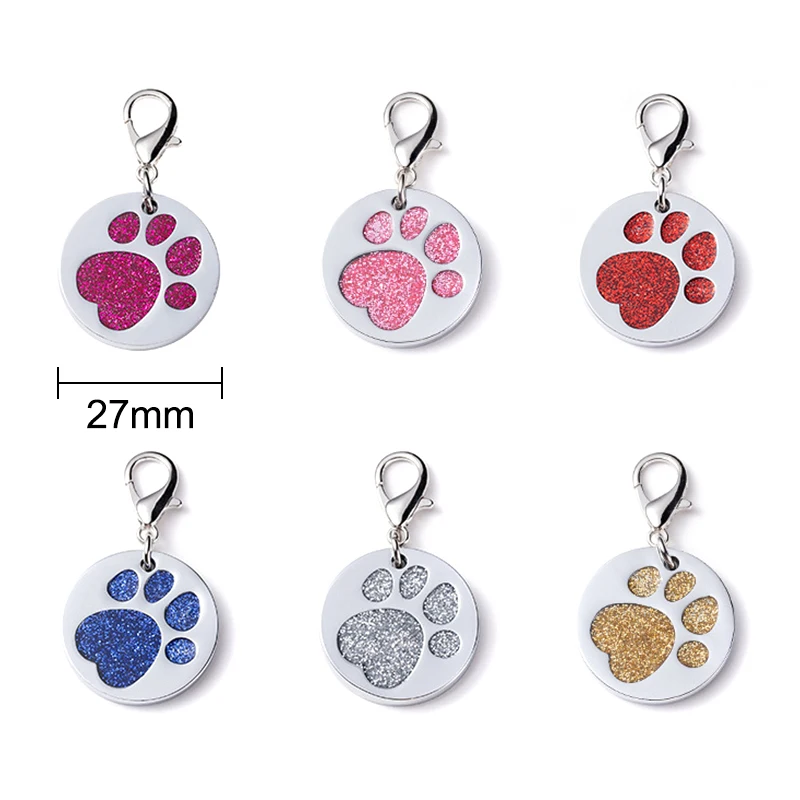 2 PCs Zinc Based Alloy Pet Memorial Knitting Stitch Markers Charms Round Silver Color Paw Claw Glitter For Knitting Tool 27mm