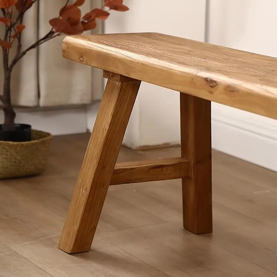 مقعد خشبي نحيف لمدخل المزرعة للاستخدام الداخلي، مقعد تخزين أحذية طويل ضيق مع تصميم متين وقوي، مثالي لـ Din