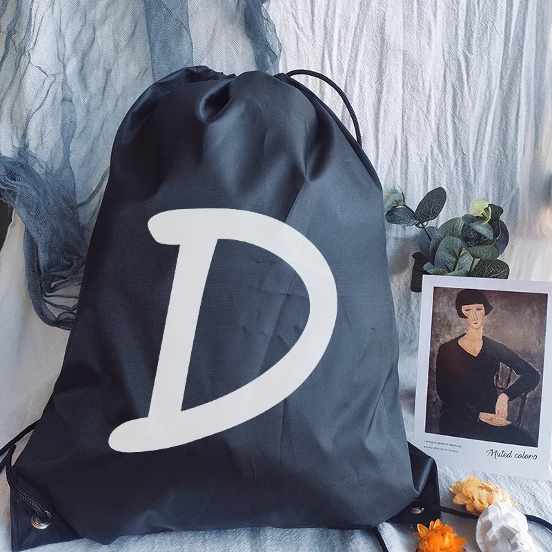 Drawstring Pouch Simple Letter Print Drawstring Bag Women Fashion Storage Bag Teenager Boys Girls Gym Backpack Drawstring Pouch