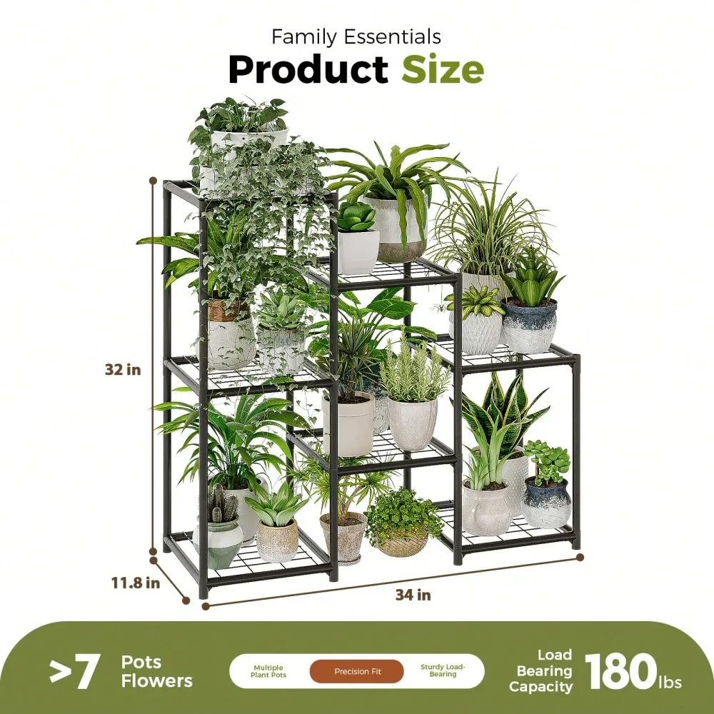 

Stand Indoor Outdoor 3 Tiers Ladder Plant Shelf For Multiple Plants Pots Waterproof Metal Flower Holder Modern Plant Rack For C