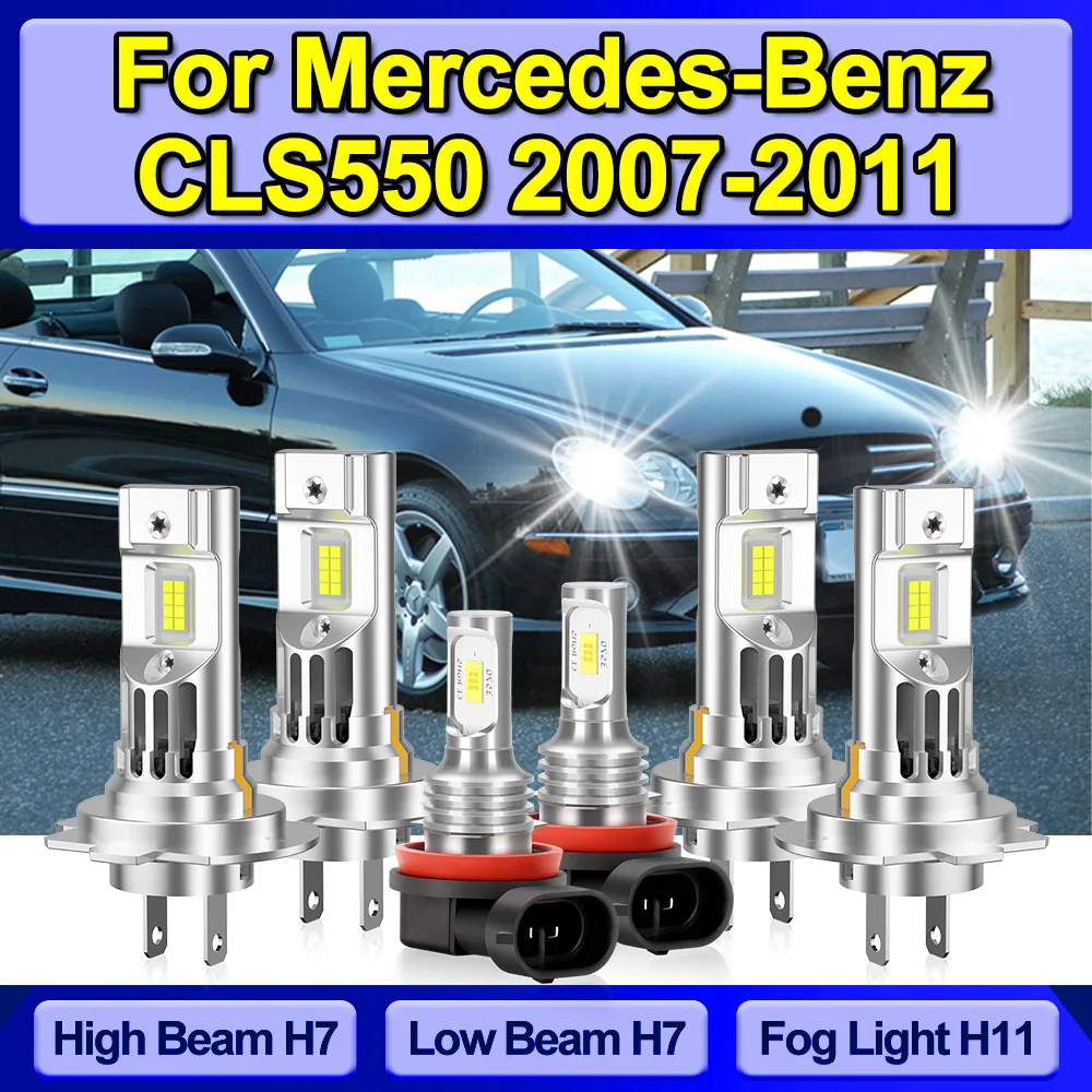 

Светодиодные фары H7 6500K с чипами CSP, ближний/дальний свет, противотуманные фары, 12В, без ошибок Canbus, для Mercedes-Benz CLK350 2006-2009 годов