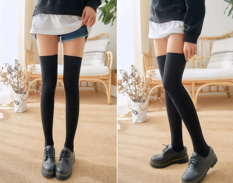 Gestreifte Overknee-Strümpfe für Mädchen und Damen, warme, modische Kniestrümpfe im Studenten-Stil, schwarz/weiß, Kawaii, lange Socken – Detail 21