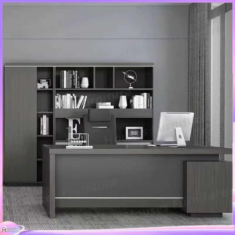 Modern I Shape Office Desk E0 MDF Executive Table for CEO Boss Manager High End Luxury Computer Workstation Furniture Home