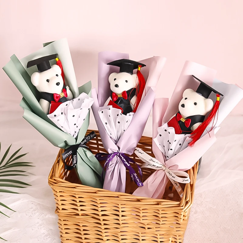 Graduation Bear Cartoon Flower Bouquet Kindergarten University Graduation Ceremony Wedding with Doll Cute Household Decoration