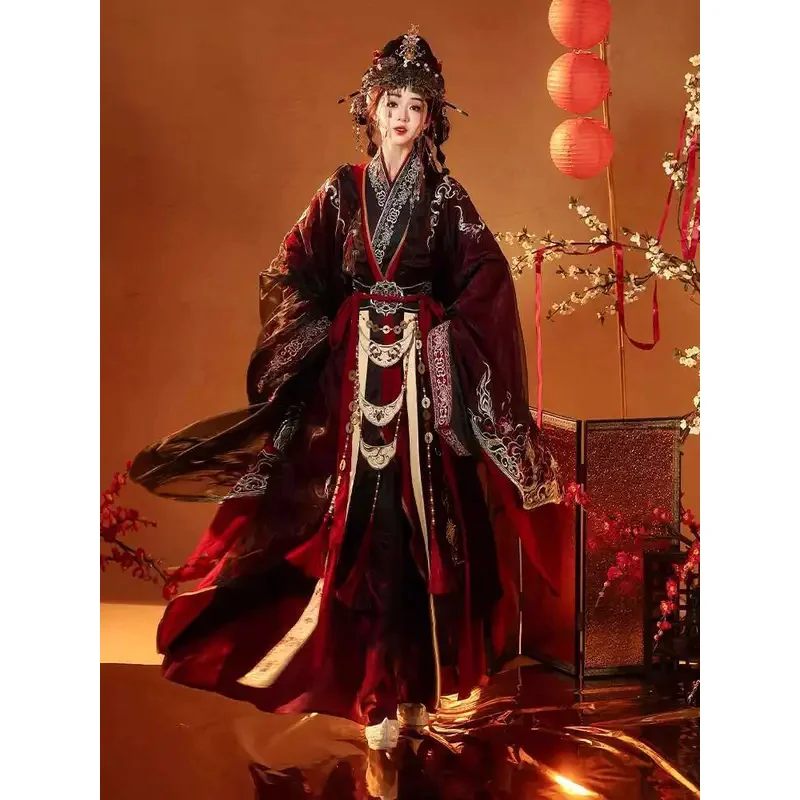 

150 Hanfu Men's and Women's Same Style[Red Lotus Industry Fire]Restoration of Straight Robe from Warring States Period, Heavy