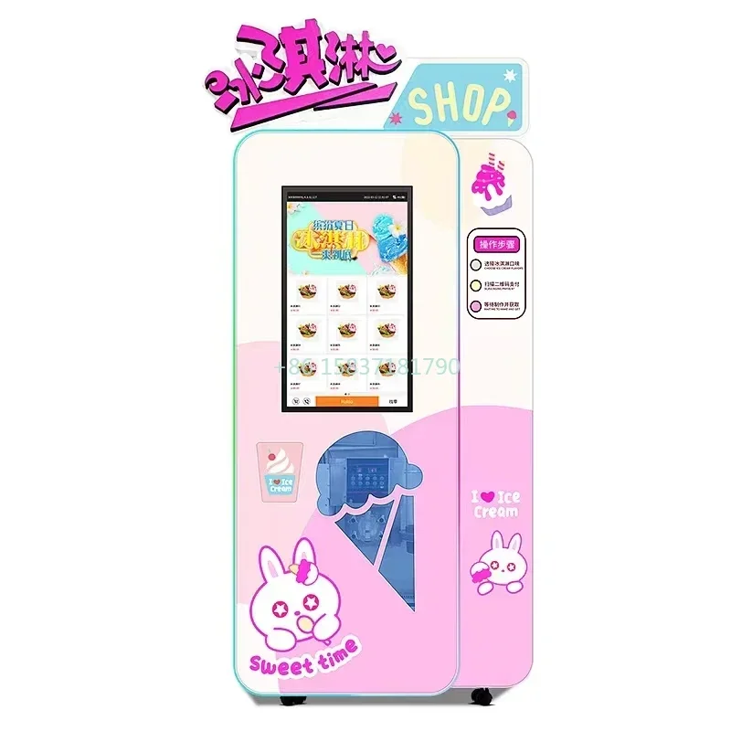 Automatic Frozen Snowflake Ice Cream Vending Machine Frozen Ready Meal Soft Serve Ice Cream Making Machine Price for Mexico