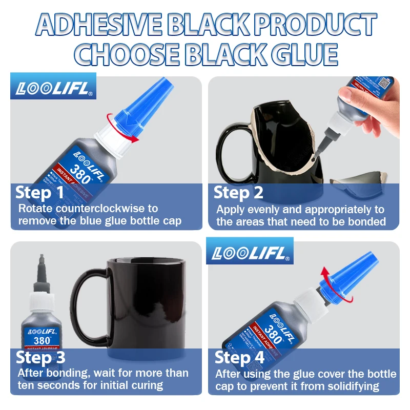 LOOLIFL 380 Black Super Black glue for Plastic Wood Metal tyres Rubber shoes Strong Adhesive Repair Tool Strong Rubber Glue DIY