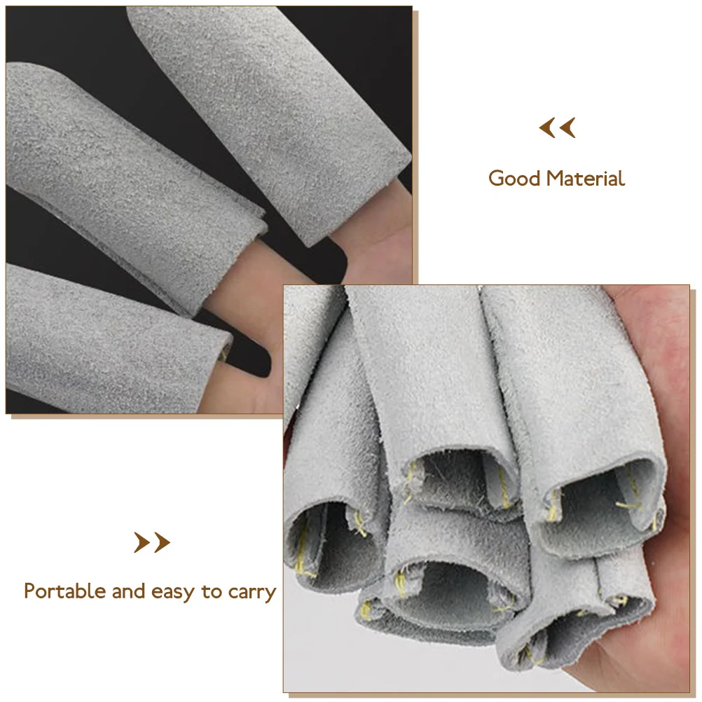 Herramientas de fieltro DIY, fundas para los dedos, Protector de pulgar acolchado, dedal para coser a mano, cubiertas protectoras de piel de vaca antiescaldaduras, 5 uds.