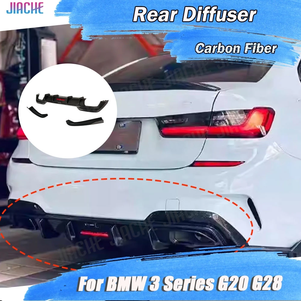 

Для BMW 3 серии G20 G28 2020-2022 сухой задний бампер из углеродного волокна, диффузор, спойлер со светодиодной подсветкой, си-разветвители, комплекты кузова