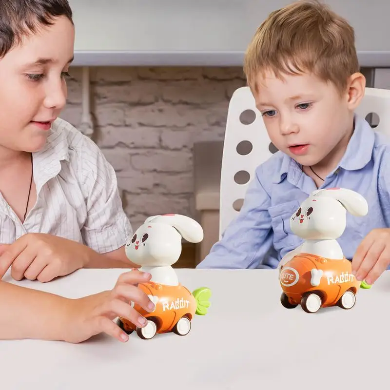 Brinquedos movidos a fricção crianças jogar coelho veículo brinquedo veículos movidos a fricção à prova de choque inércia carro puxar carro para meninos meninas