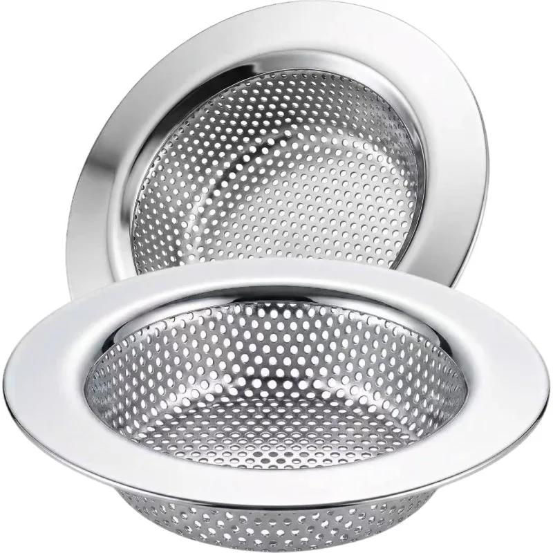 Kitchen Sink Strainer Stainless Steel, Drain Strainer with Large Wide Rim 3in Diameter, for Kitchen Sinks 2PCS