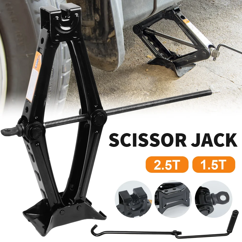 Cric à ciseaux de voiture 2.5T/1.5T, support de levage de manivelle d'urgence, outil de réparation permettant d'économiser du travail, réparation de pneus de voiture, outils de levage à changement
