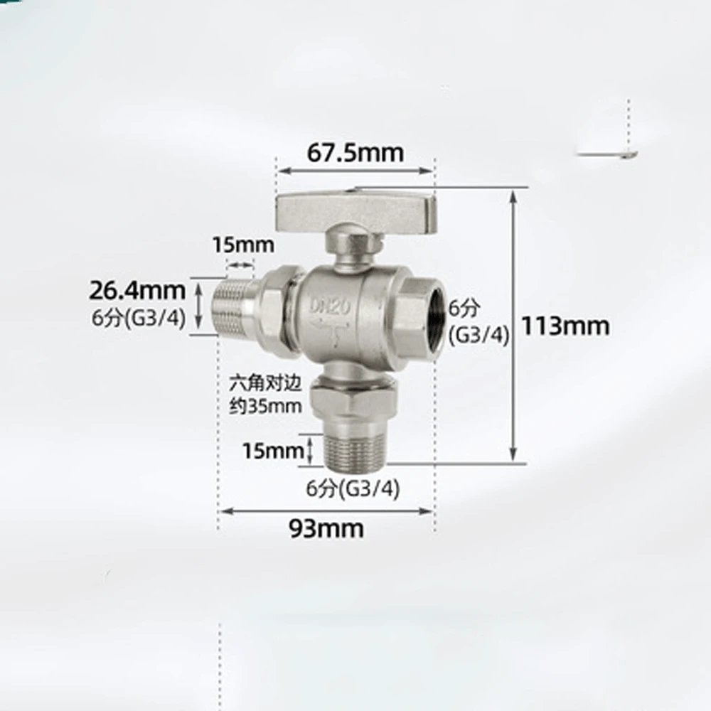 1/2 "3/4" 1 "BSP Weiblich Männlich Männlichen Nickel Messing Union Steckdose Tee 3 Möglichkeiten Ball Ventil Regulierung schalter Sanitär Wasser Dampf – Detail 6