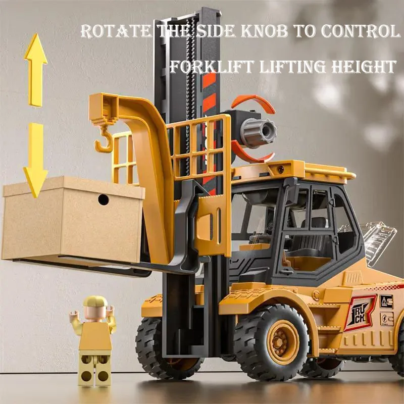 2025 جديد كبير الصوت والضوء رافعة شوكية للأطفال الهندسة سيارة رافعة شوكية قابلة للرفع الأولاد دمى هدايا #3