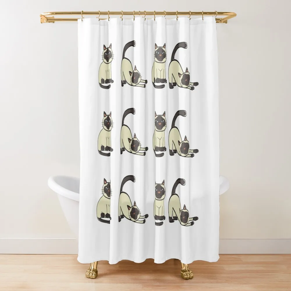 

Cute Fat Siamese Cats Kittens Pattern Graphic Art Design Shower Curtain Bathtub Shower For Bathroom Shower Set Curtain
