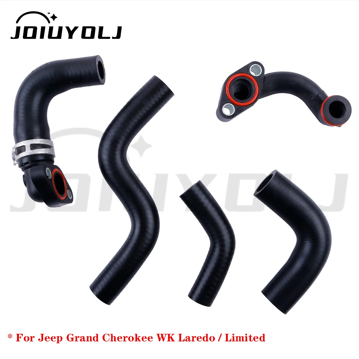5Pcs Black Rubber Coolant Water Hose Kit For Jeep Grand Cherokee Limited Laredo WK 3.0 Eco Diesel Engine
