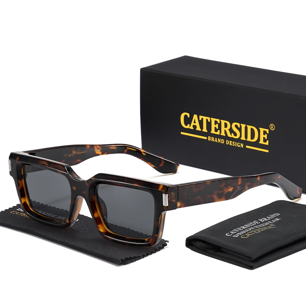 CATERSIDE Neue Retro Herren-Sonnenbrille Hochwertige Quadratische Sonnenbrille mit Dickem Rahmen Damen Outdoor-Reise-Fahrbrille UV400 – Detail 13