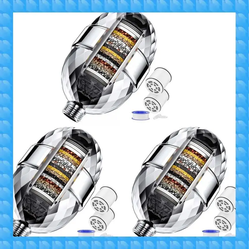 

ETRT 3X 20-ступенчатый фильтр для душа Фильтр для насадки для душа со сменными картриджами Фильтр для душа для удаления жесткой воды с хлором