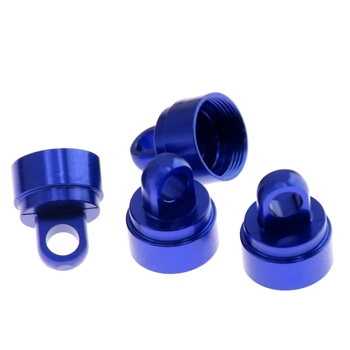 4PCS Machined Alloy Shock Caps Shock Bladder Bottoms Washers Pivot Balls for Traxxas Slash 2WD 4WD,Blue