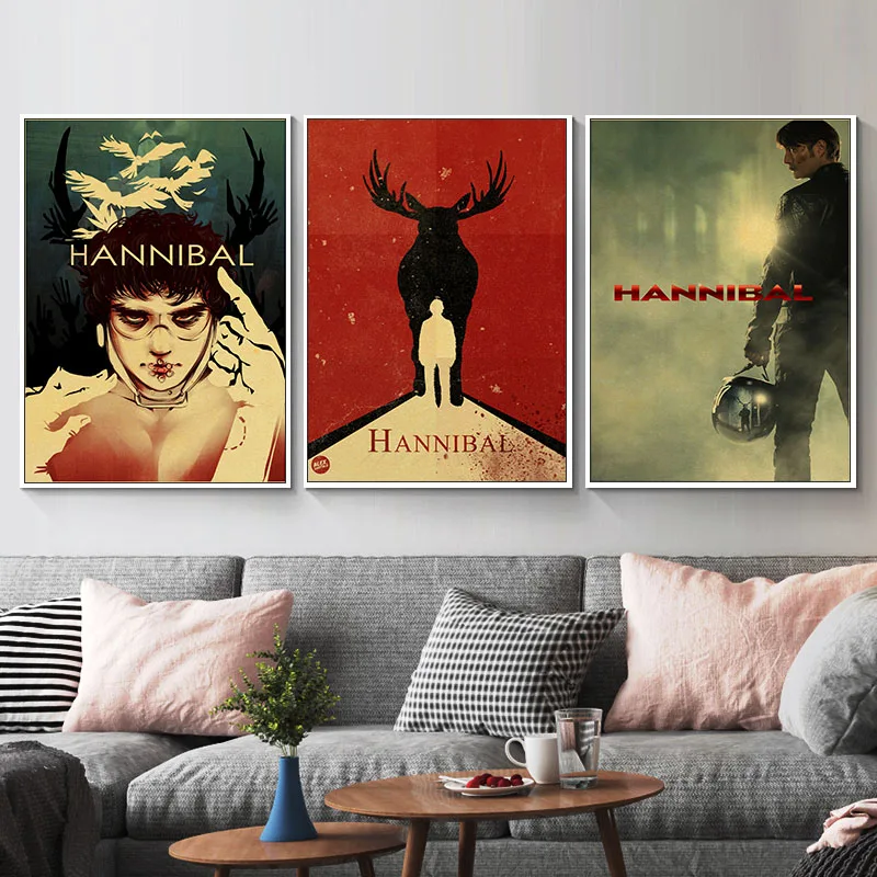 American Hot Horrible TV Series Movie Hannibal Vintage Posters Canvas Painting Wall Art Thriller Picture for Bar Room Home Decor