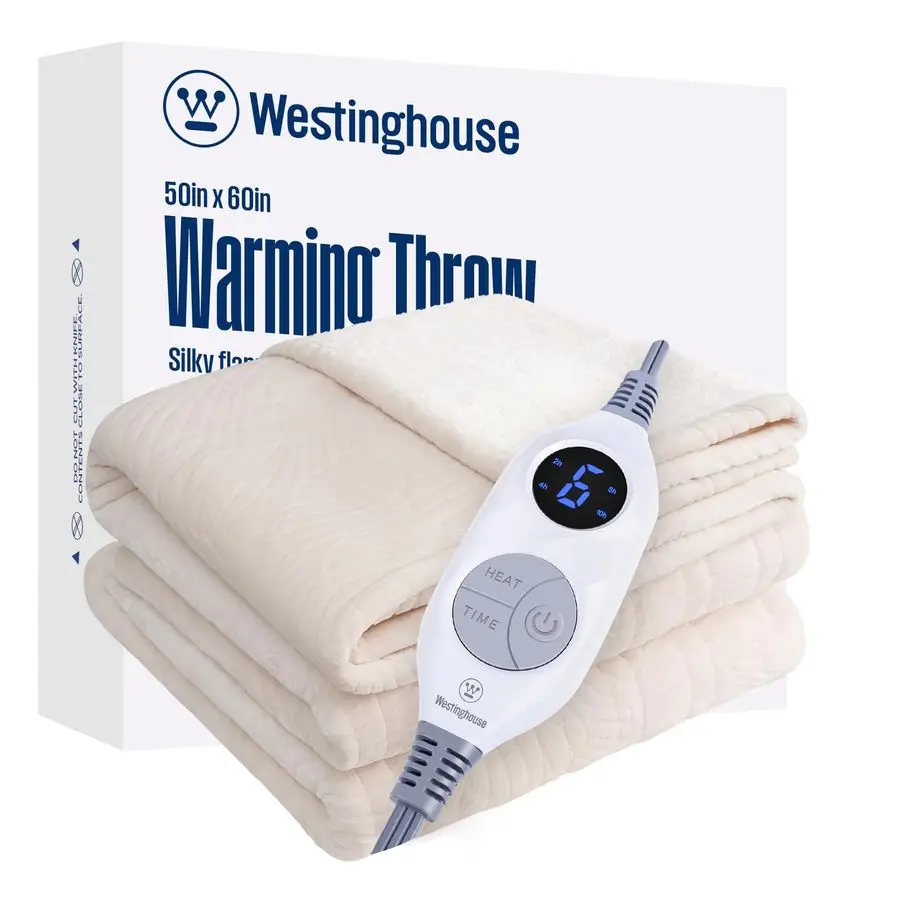 

Electric Throw Blanket, Flannel Sherpa Heated Throw with 6 Heating Levels and 210 Hours AutoOff, Flower Jacquard Heated Blanket,