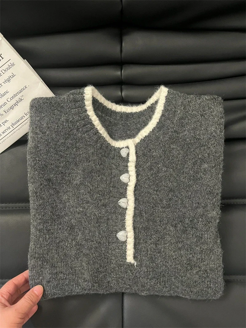 

Модный пуловер контрастного цвета, вязаный свитер, топ в корейском стиле, ленивый стиль, свободная и шикарная женская основа