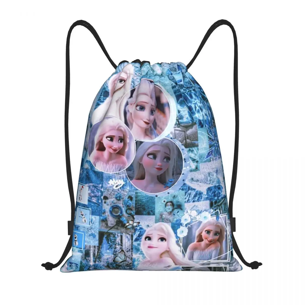 Custom Frozen Princess Elsa Drawstring Backpack Women Men Gym Sport Sackpack Foldable Anime Training Bag Sack