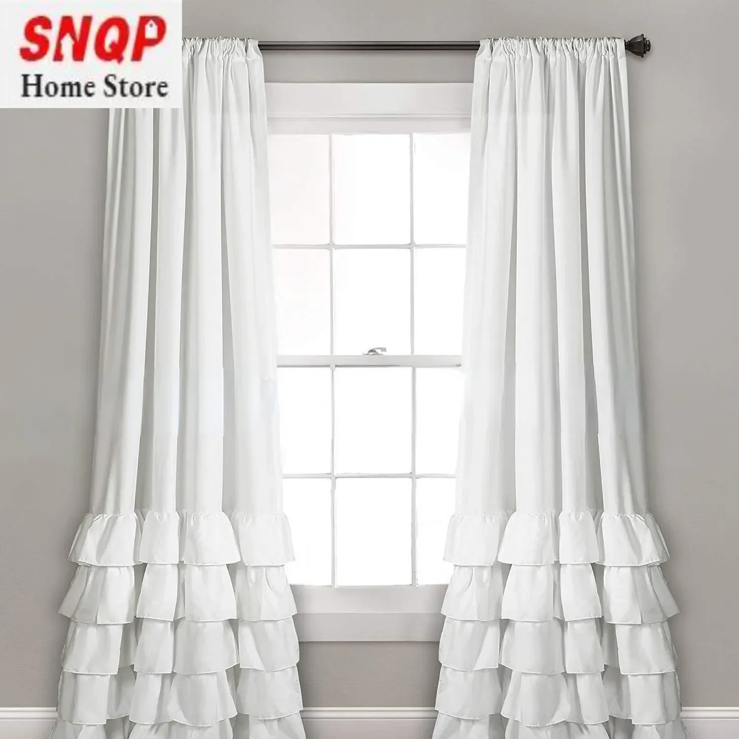 

Nordic Minimalist INS Style Solid Color Ruffled Luxury Noble Semi-shading Princess Curtains for Living Dining Room Bedroom