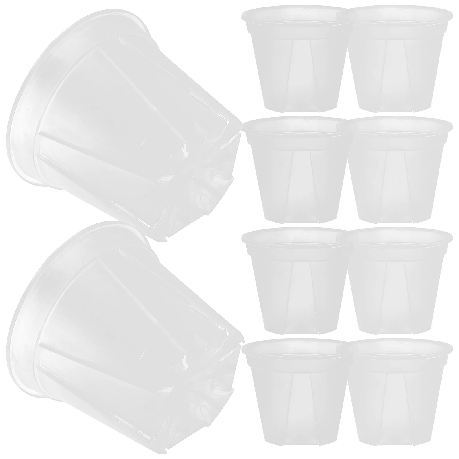 

10 Pcs Control Flower Pots 10cm Outer 9cm Inner 8cm Height Clear Orchid Pot Plastic Nursery Pots for Home Office