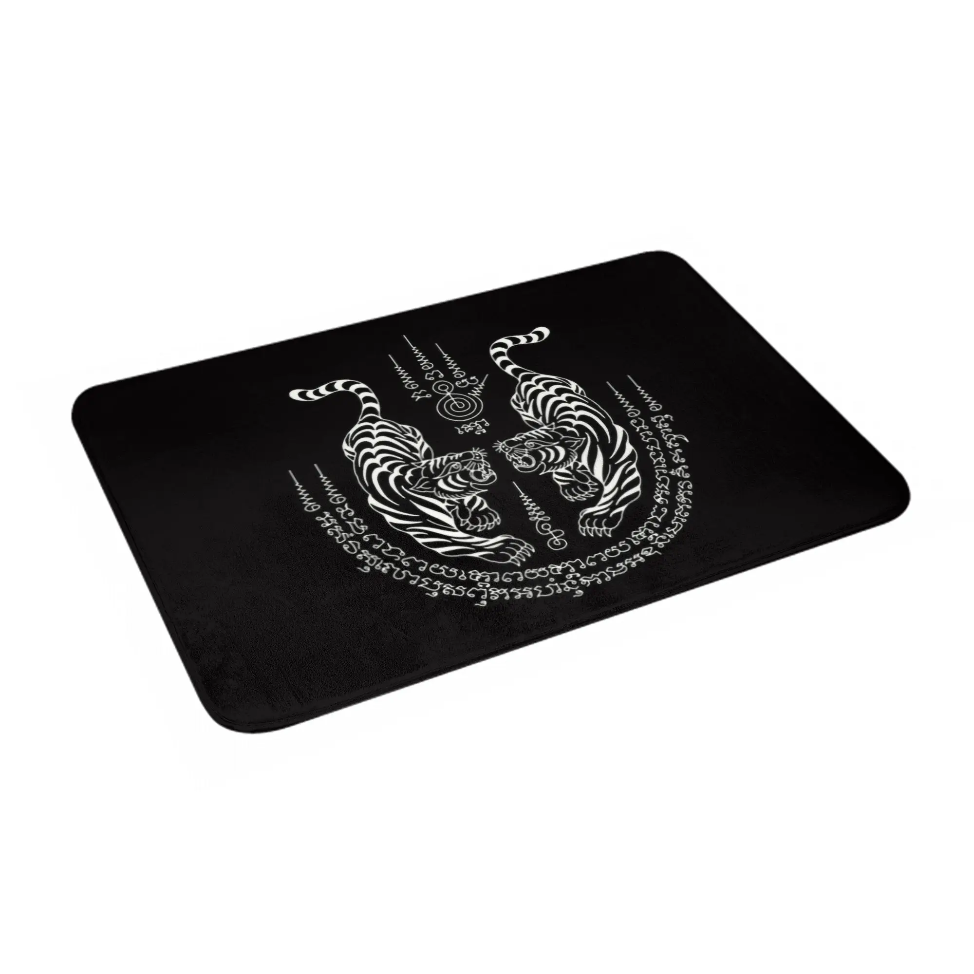 Twin Tiger Sak Yant Tattoo Doormat Mat Anti-Slip Thailand Muay Thai Kitchen Bathroom Living Room Rug Carpet 40*60cm
