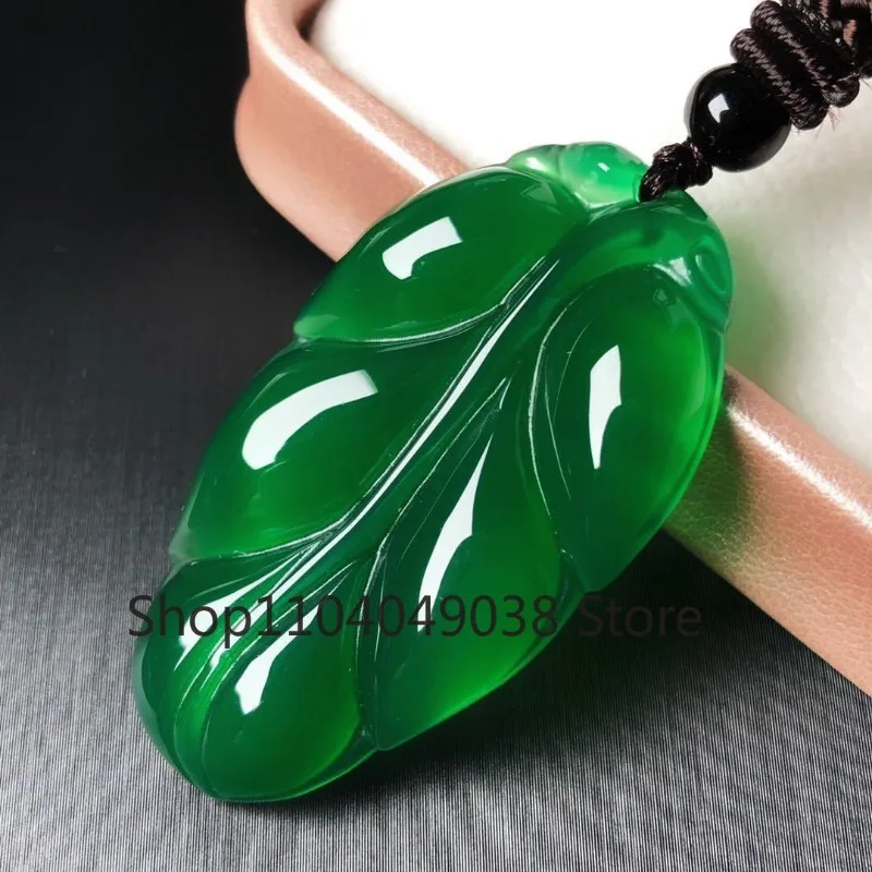 

Natural Ice Green Chalcedony Agate Pendant Peace Buckle Four Seasons Bean Buddha Water Drop Gourd Necklace Gift Men and Women