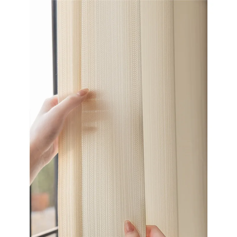 High Quality Mirror Tulle Curtains for Living Room Beige White Customize Size Sheer Curtain for Bedroom Kitchen Tulle Curtains