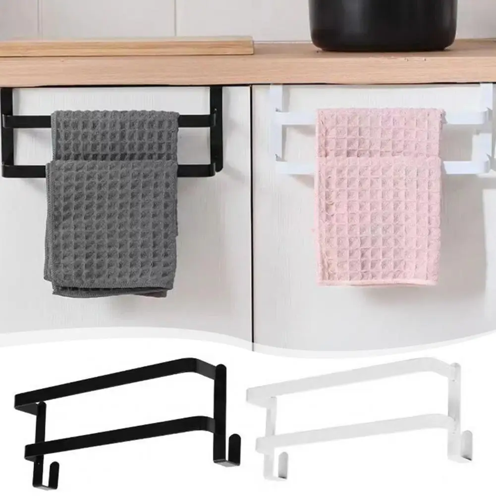 Cabinet Door Towel Rack Rust-resistant Door Towel Rack Strong Load-bearing Towel Rack with 2 Layers Design for Easy Installation